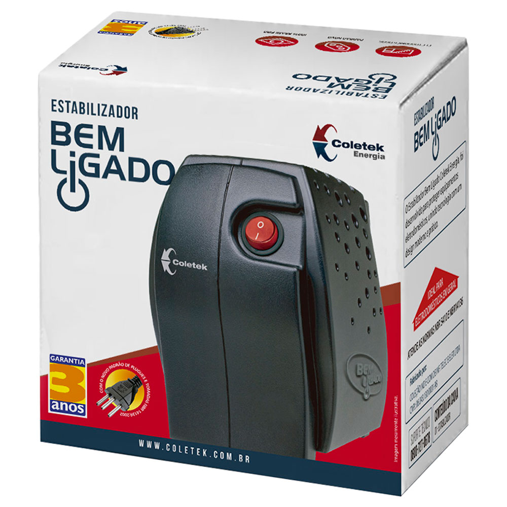 Imagem de ESTABILIZADOR COLETEK ES-500VA BEM LIGADO BIVOLT/115V