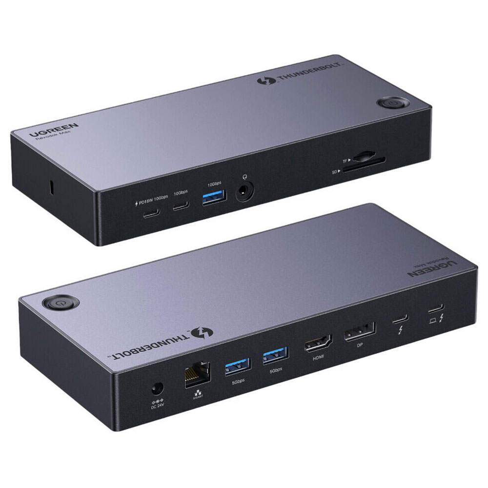 Imagem de DOCK STATION UGREEN 60W HDMI/3P USB/2P USB-C/RJ45 GIGA/DISPLAYPORT/SD/TF/P2/2P THUNDERBOLT 4 - U709
