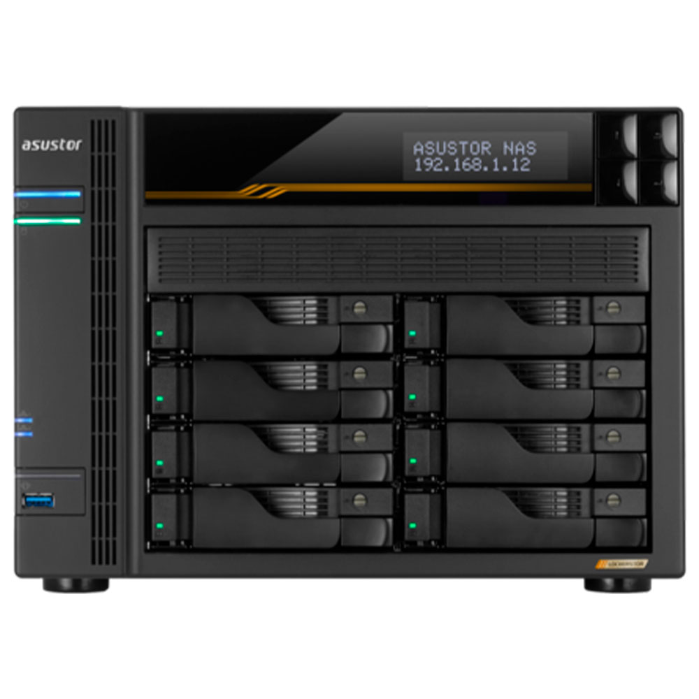 Imagem de STORAGE NAS ASUSTOR TORRE S/HD 8 BAIAS AMD RYZEN V3C14 2 PORTAS LAN 5GB E 2 10GB - AS6808T-BR