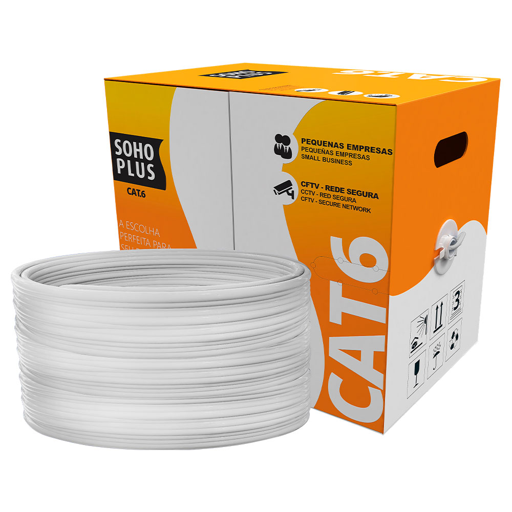 Imagem de CABO REDE LAN FURUKAWA SOHOPLUS CAT6 U/UTP CMX BRANCO CERTIFICADO CX 305M