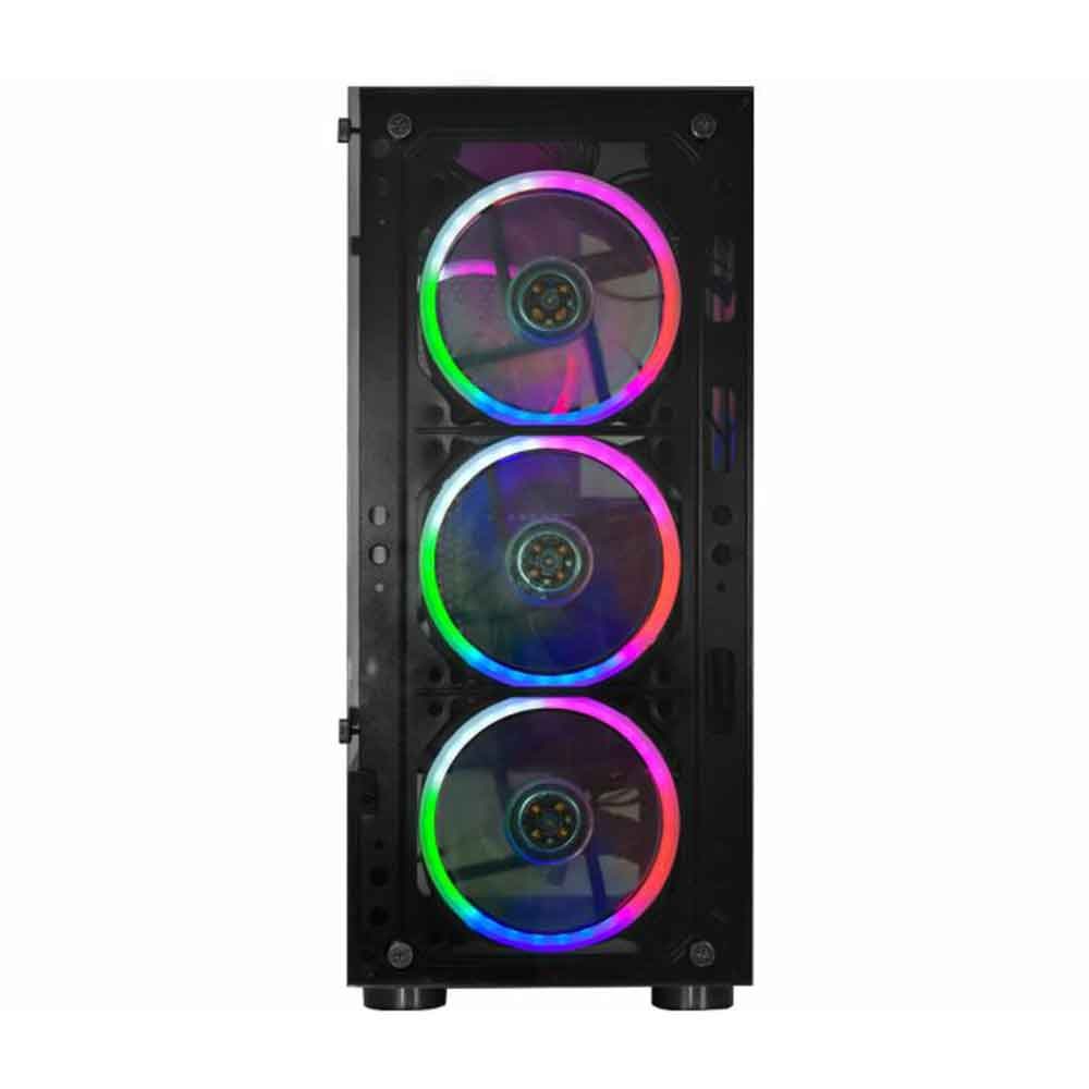 Imagem de GABINETE GAMER K-MEX CG-10W5 ELITE COM COOLERS FRONTAIS E PAINEL DE VIDRO PRETO