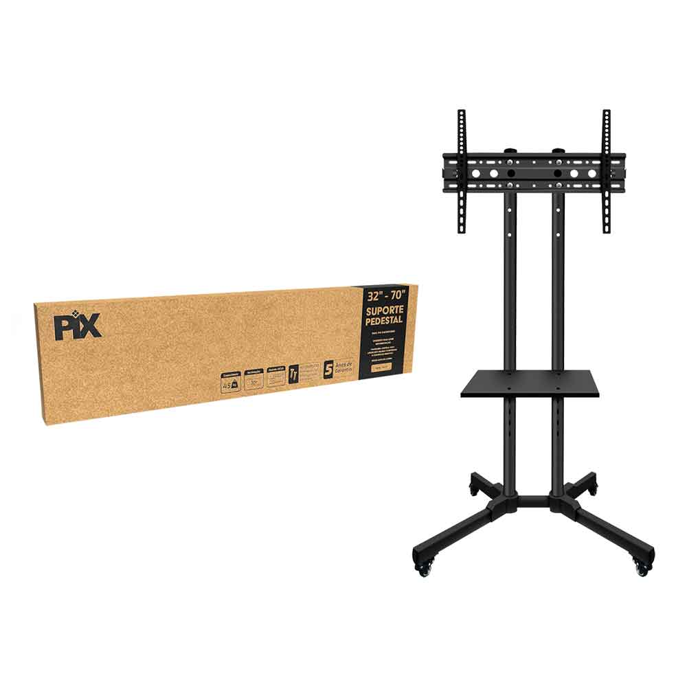 Mostrar detalhes de SUPORTE TV PEDESTAL MOVEL ALTURA AJUSTAVEL 32" A 70" PRETO PIX - 079-0056 Imagem de SUPORTE TV PEDESTAL MOVEL ALTURA AJUSTAVEL 32" A 70" PRETO PIX - 079-0056