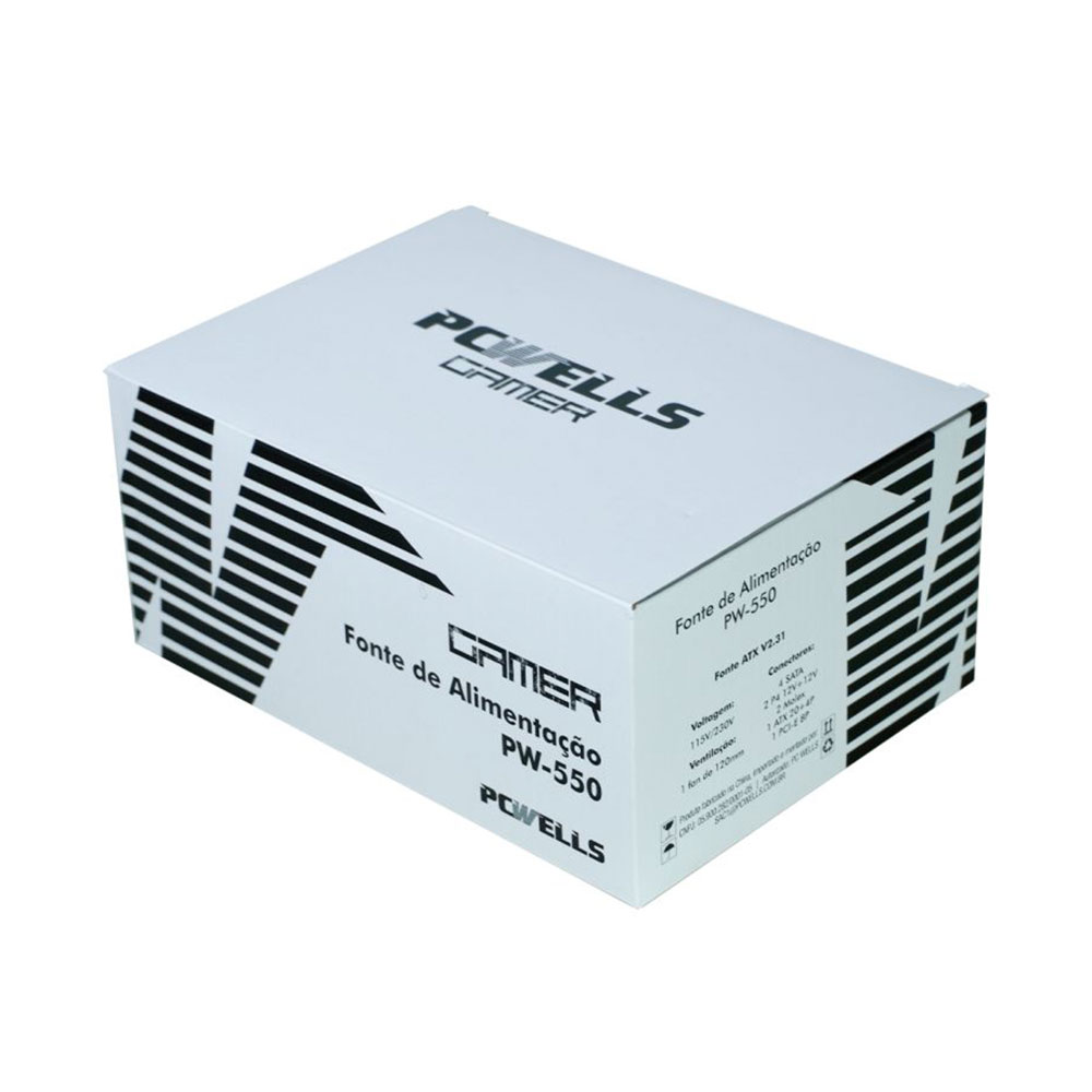 Imagem de FONTE DE ALIMENTACAO K-MEX PCWELLS PW-550 BRANCO 400WTS ATX - PW550ESG0010B0X