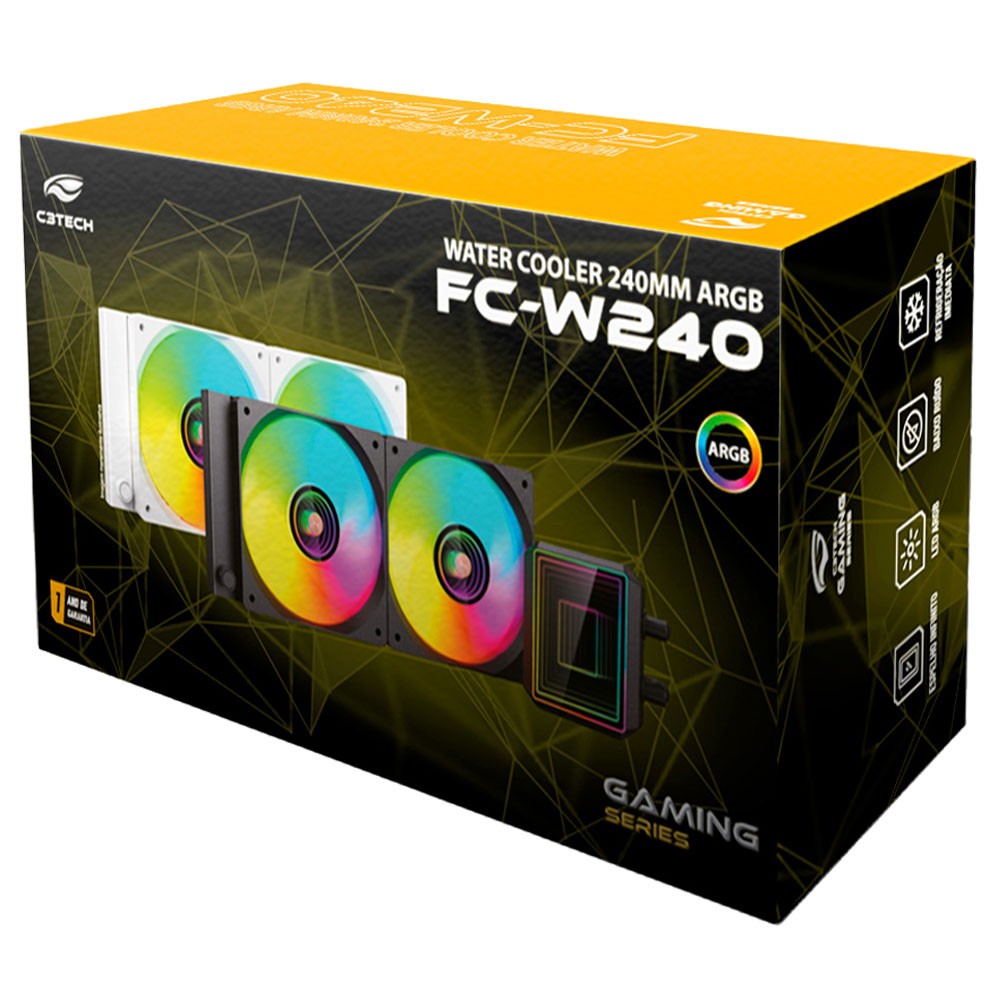 Imagem de WATER COOLER C3TECH 240MM FC-W240BKV2 PRETO ARGB
