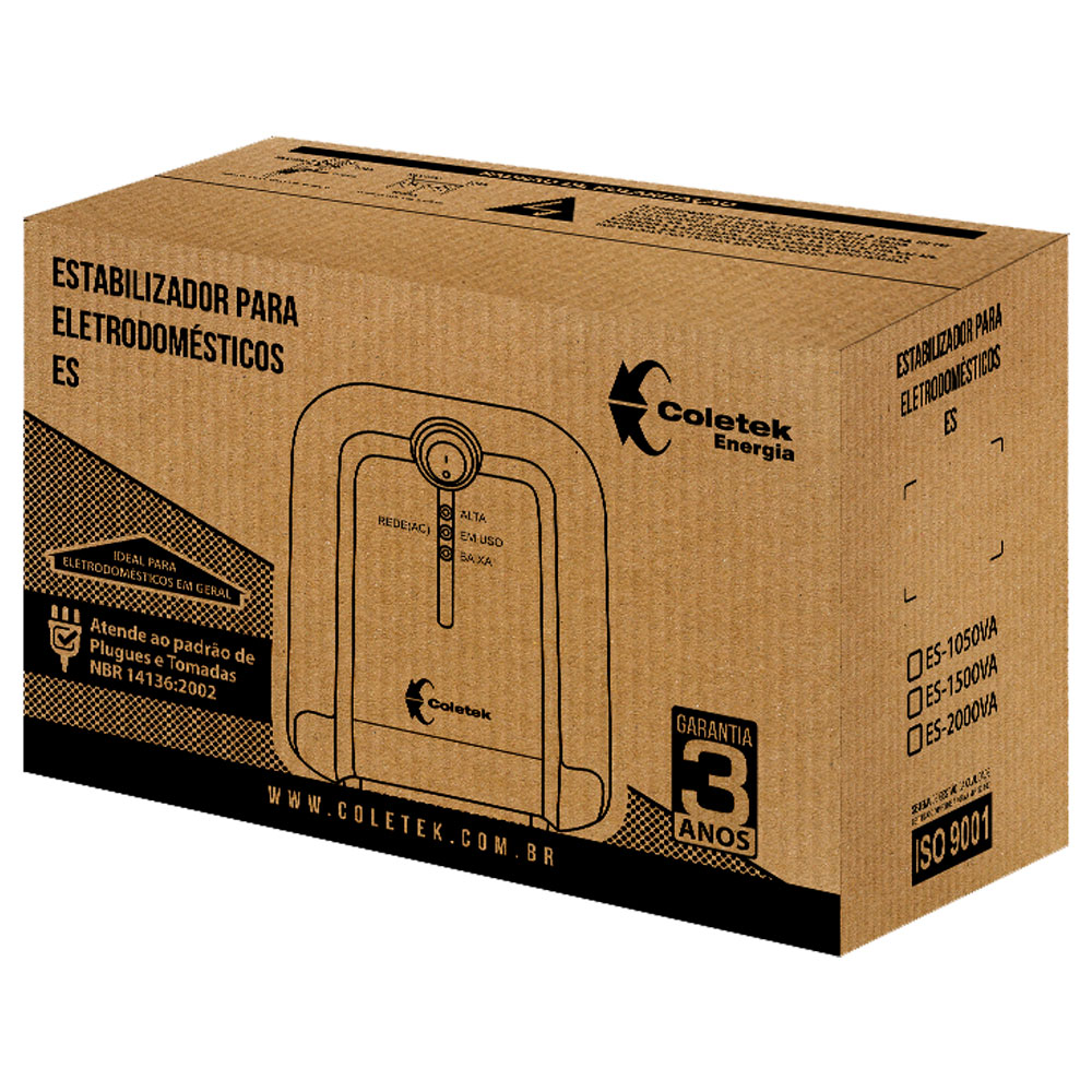 Imagem de ESTABILIZADOR COLETEK ES-1050VA BIVOLT AUTOMATICO/115V