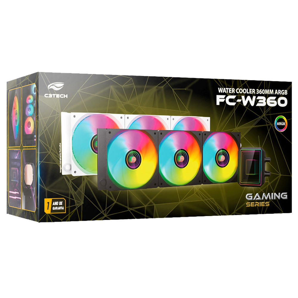 Imagem de WATER COOLER C3TECH 360MM FC-W360WHV2 BRANCO ARGB