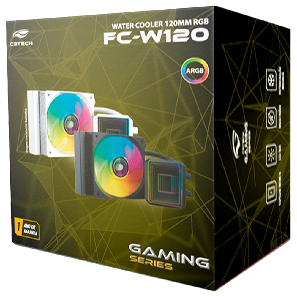 Imagem de WATER COOLER C3TECH 120MM FC-W120WHV2 BRANCO RGB