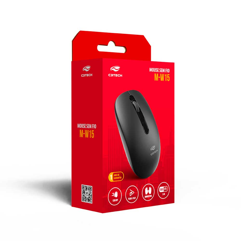 Imagem de MOUSE C3TECH SEM FIO PRETO E VERMELHO M-W15RBK
