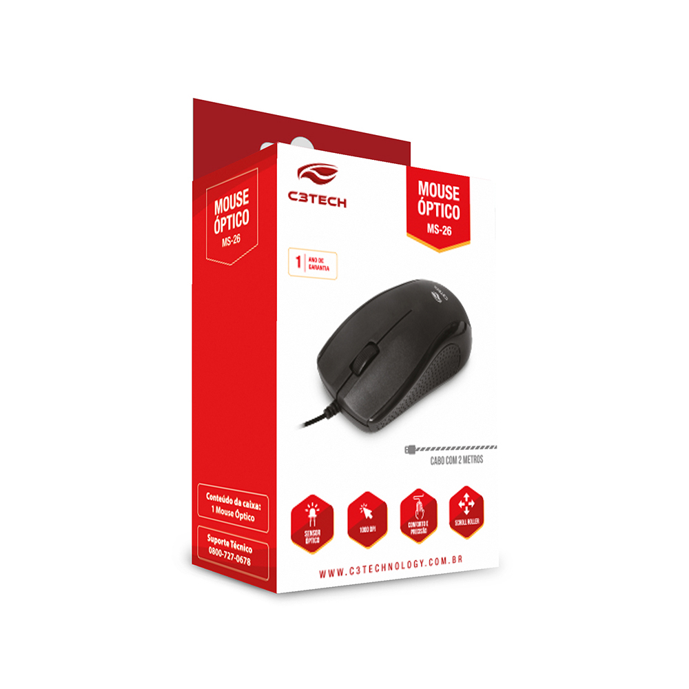 Imagem de MOUSE C3TECH MS-26BK PRETO USB