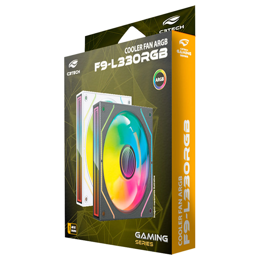 Imagem de COOLER PARA GABINETE C3TECH ARGB BRANCO F9-L330WHRGB 120MM