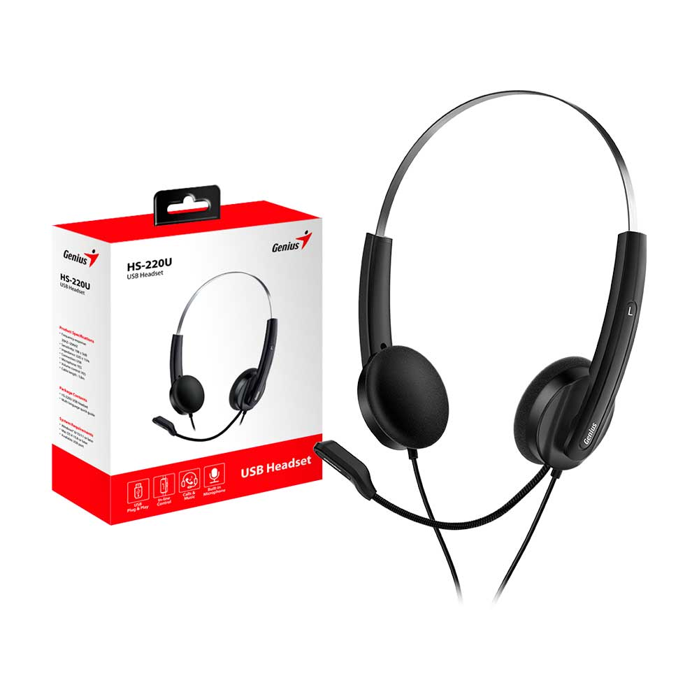 Mostrar detalhes de FONE DE OUVIDO MIC GENIUS HS-220U USB Imagem de FONE DE OUVIDO MIC GENIUS HS-220U USB