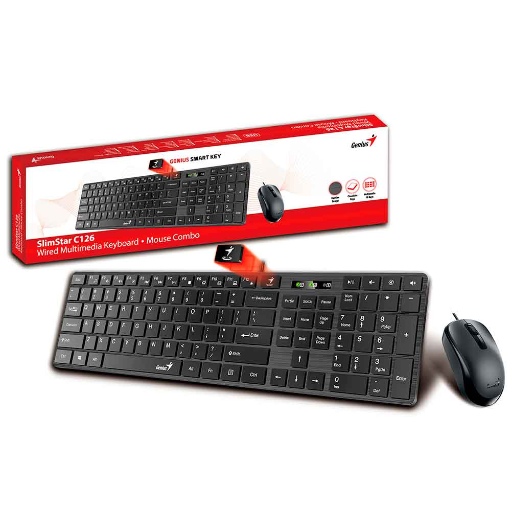 Mostrar detalhes de KIT MOUSE E TECLADO MULTIMIDIA GENIUS SS-C126 COM FIO USB Imagem de KIT MOUSE E TECLADO MULTIMIDIA GENIUS SS-C126 COM FIO USB