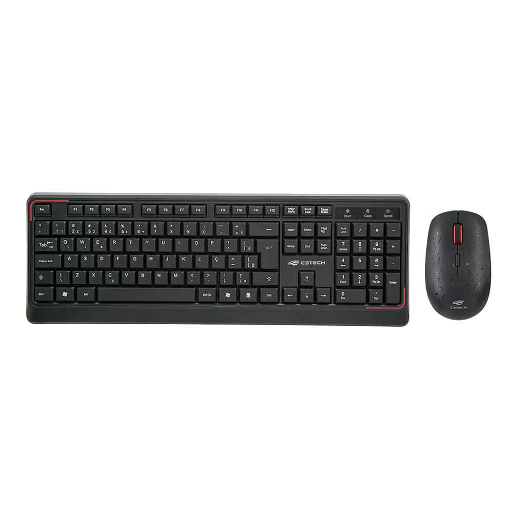 Imagem de KIT MOUSE E TECLADO C3TECH SEM FIO PRETO K-W70BK