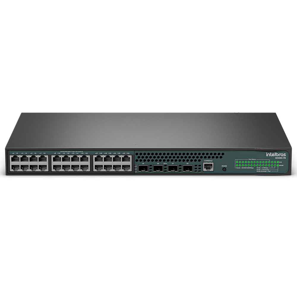 Mostrar detalhes de SWITCH INTELBRAS GERENCIAVEL L3 24 PORTAS GIGABIT POE 370W MAIS 4 PORTAS SFP+ S2328G-PB - 4760108 Imagem de SWITCH INTELBRAS GERENCIAVEL L3 24 PORTAS GIGABIT POE 370W MAIS 4 PORTAS SFP+ S2328G-PB - 4760108