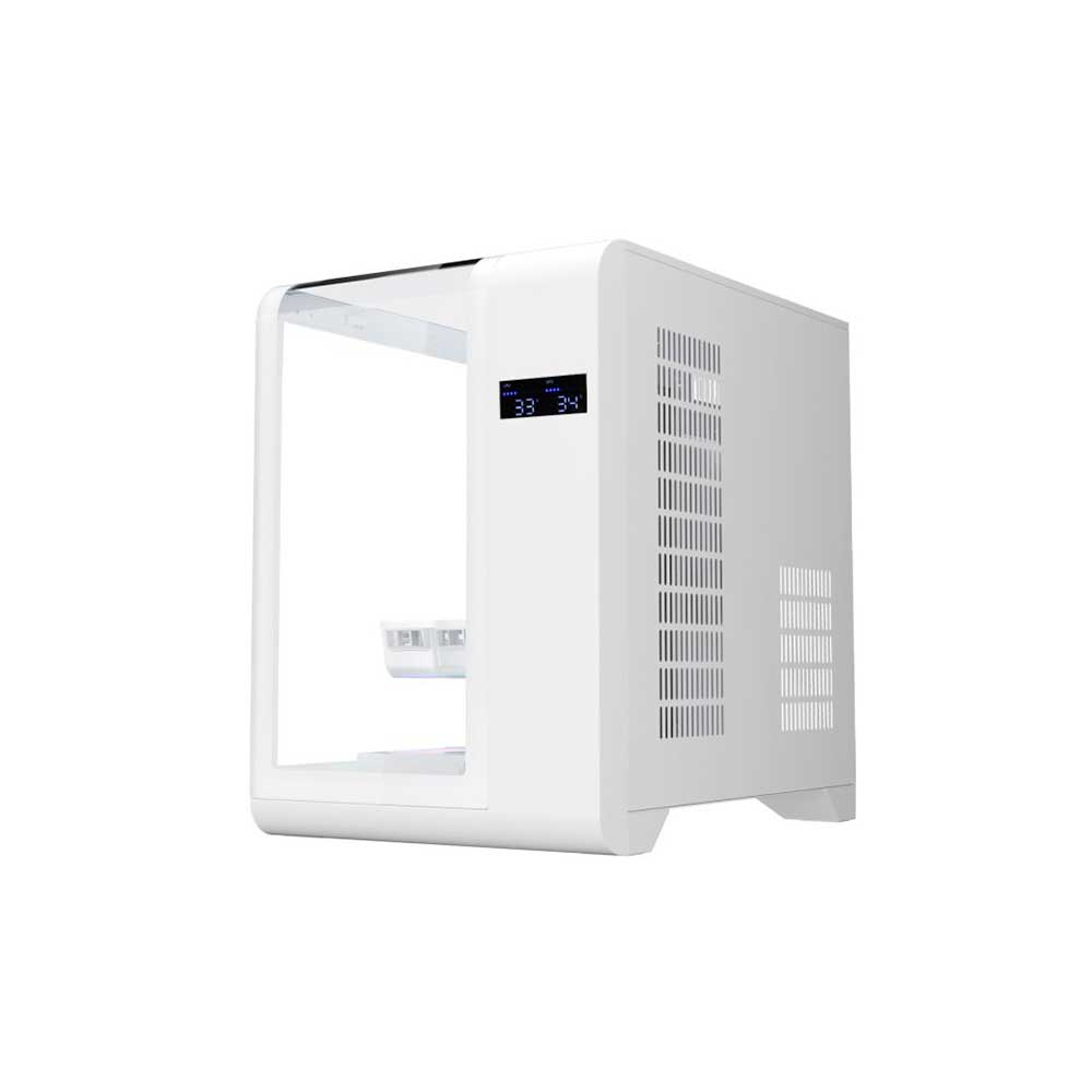 Imagem de GABINETE GAMER K-MEX AQUARIO CG-W8KI CYBERPUNK WHITE COM TOPO DE VIDRO E DISPLAY DIGITAL