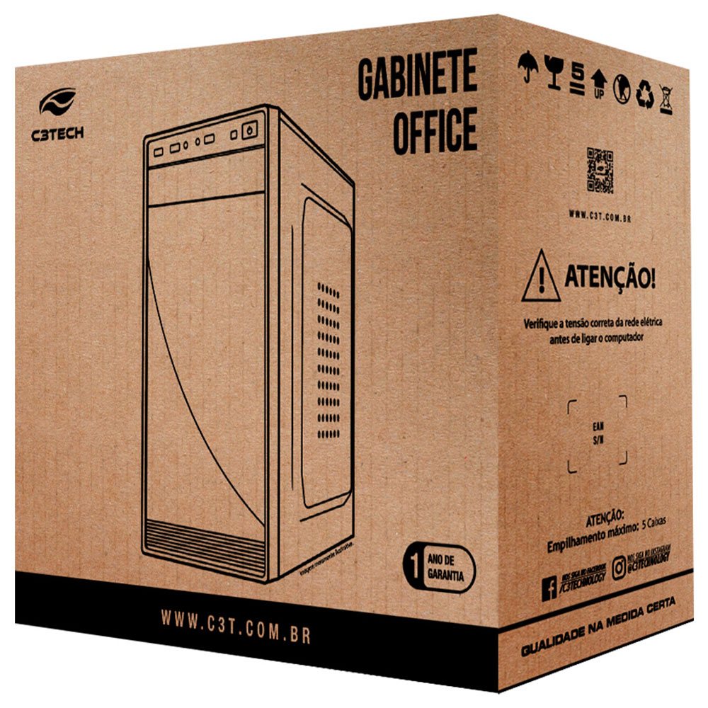 Imagem de GABINETE MICRO-ATX C3TECH MT-36BK COM FONTE 200W