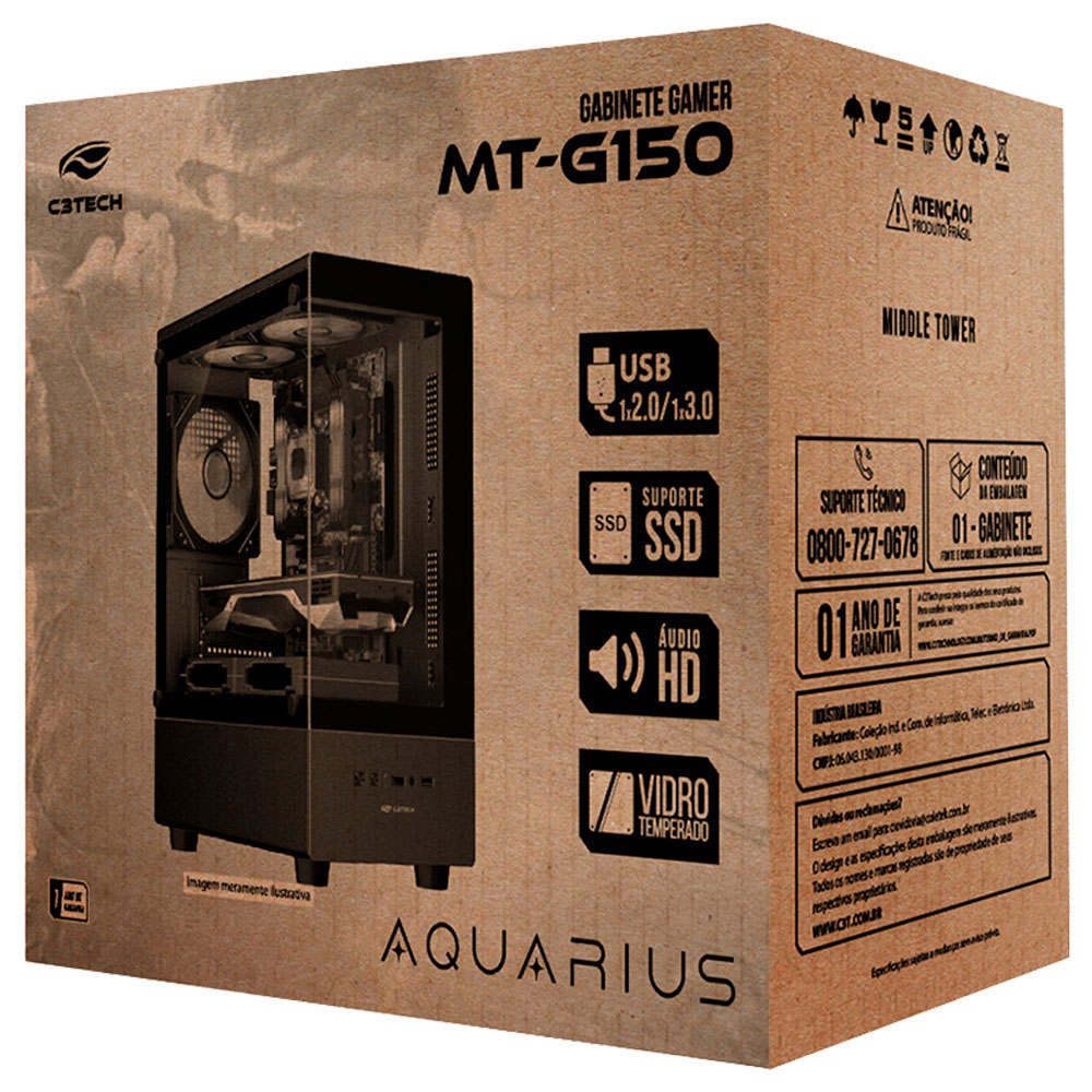 Imagem de GABINETE GAMER C3TECH MT-G150BK SEM FONTE PRETO