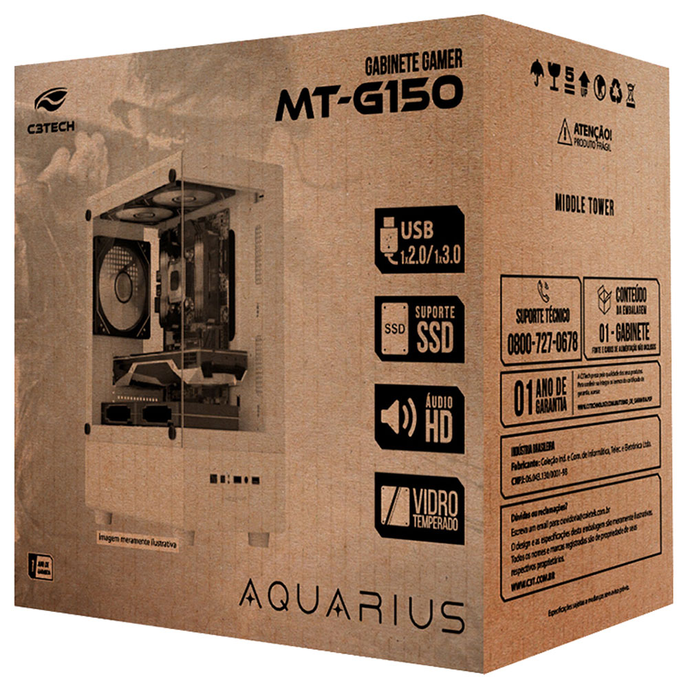 Imagem de GABINETE GAMER C3TECH MT-G150WH SEM FONTE BRANCO