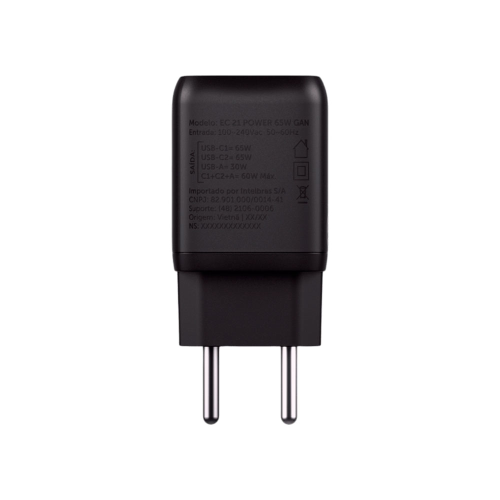 Mostrar detalhes de CARREGADOR INTELBRAS EC 21 POWER 65W GAN 2P USB-C MAIS 1P USB-A - 4820190 Imagem de CARREGADOR INTELBRAS EC 21 POWER 65W GAN 2P USB-C MAIS 1P USB-A - 4820190