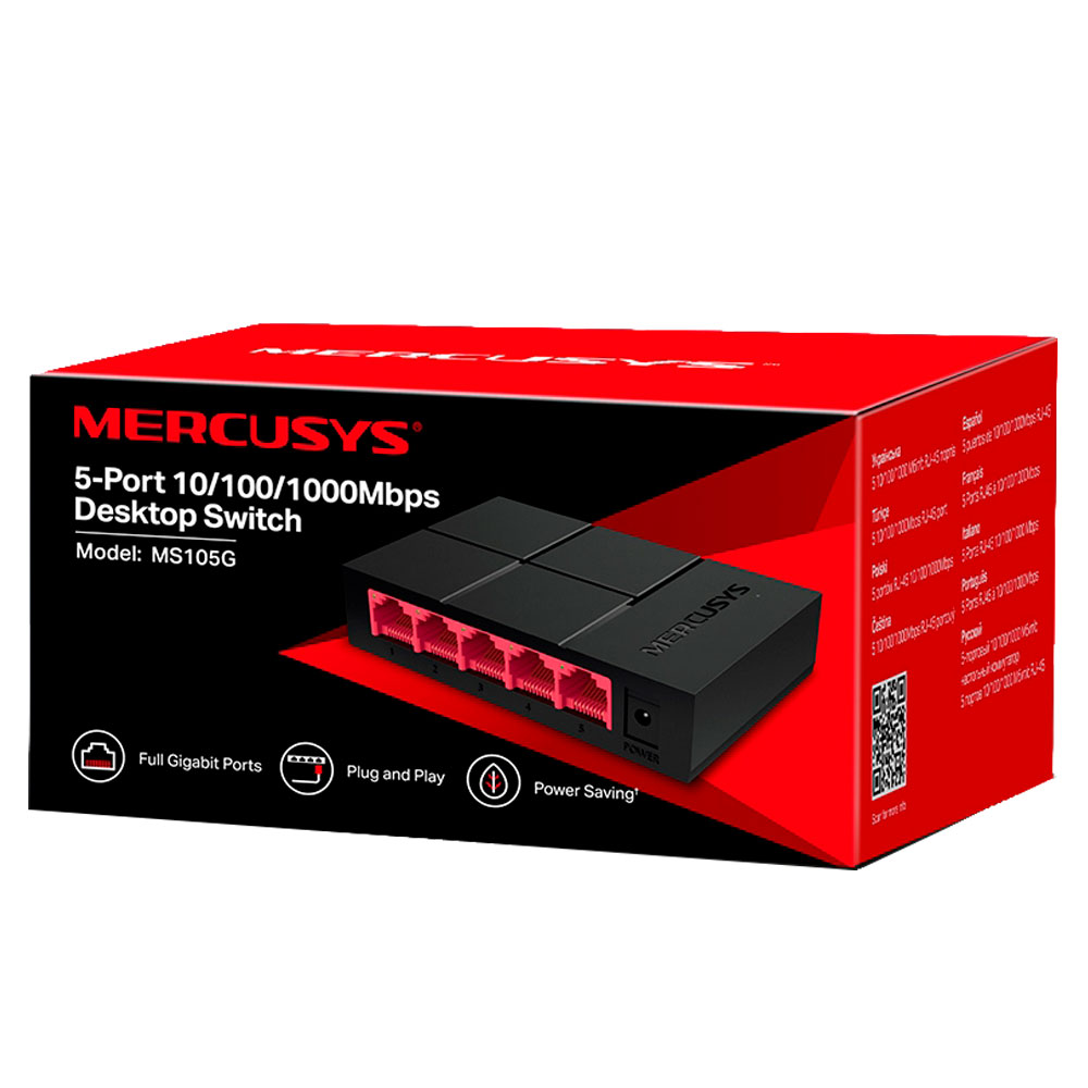 Imagem de SWITCH DE MESA 5 PORTAS 10/100/1000MBPS MERCUSYS MS105G