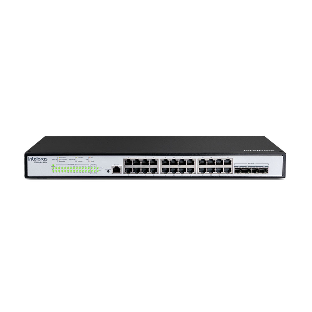 Imagem de SWITCH INTELBRAS GERENCIAVEL GIGABITE POE 24 PORTAS L3 MAIS 4 PORTAS SFP+ S3028G-PB LITE - 4760098