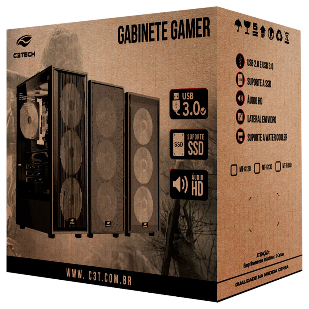 Imagem de GABINETE GAMER C3TECH MT-G140BK SEM FONTE PRETO