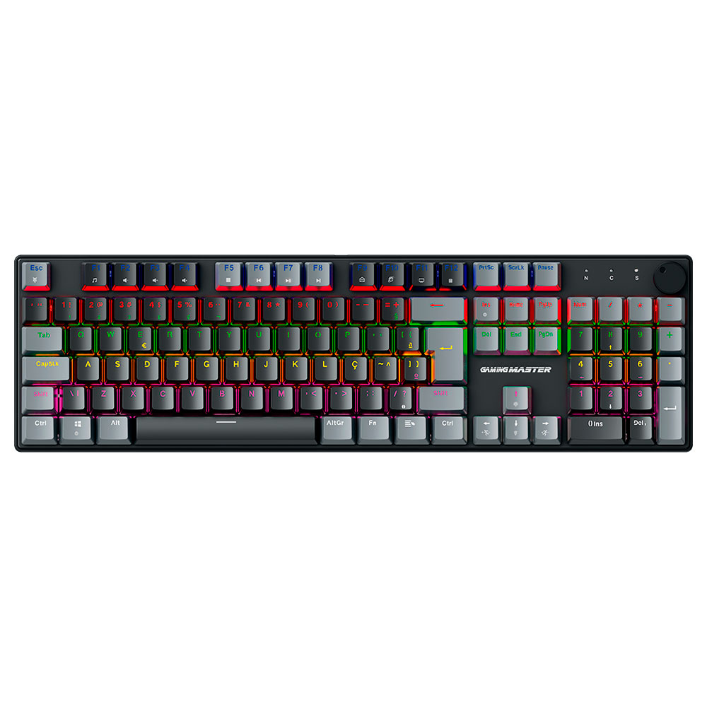 Mostrar detalhes de TECLADO K-MEX MECANICO GAMER SHADOWSCOPE KHY628 PRETO E CINZA Imagem de TECLADO K-MEX MECANICO GAMER SHADOWSCOPE KHY628 PRETO E CINZA