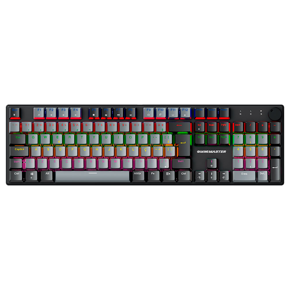 Mostrar detalhes de TECLADO K-MEX MECANICO GAMER SHADOWSCOPE KGY528 CINZA E PRETO Imagem de TECLADO K-MEX MECANICO GAMER SHADOWSCOPE KGY528 CINZA E PRETO
