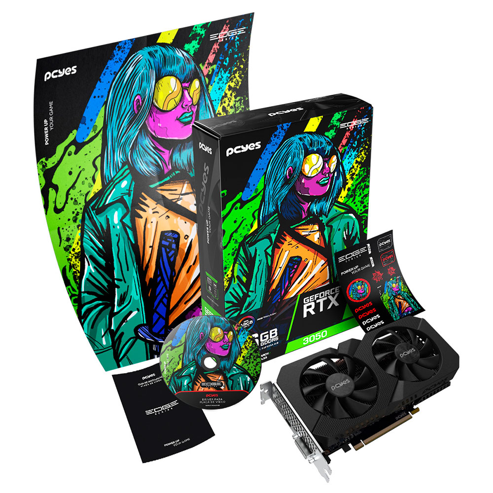 Mostrar detalhes de PLACA DE VIDEO PCYES GEFORCE RTX 3050 6GB GDDR6 96BITS PVRTX30506BLPE Imagem de PLACA DE VIDEO PCYES GEFORCE RTX 3050 6GB GDDR6 96BITS PVRTX30506BLPE