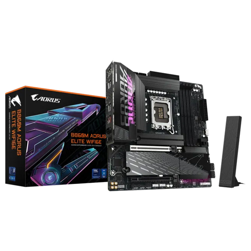 Mostrar detalhes de PLACA MAE (INTEL) GIGABYTE B860M A ELITE WIFI6E 1.1 DDR5 LGA1851 ULTRA PROCESSORS Imagem de PLACA MAE (INTEL) GIGABYTE B860M A ELITE WIFI6E 1.1 DDR5 LGA1851 ULTRA PROCESSORS