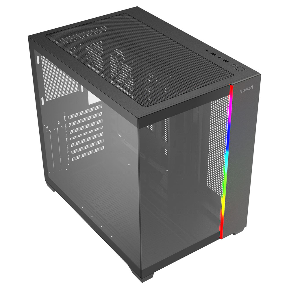 Imagem de GABINETE GAMER REDRAGON TESSERACT RGB SEM FAN PRETO CA-614B