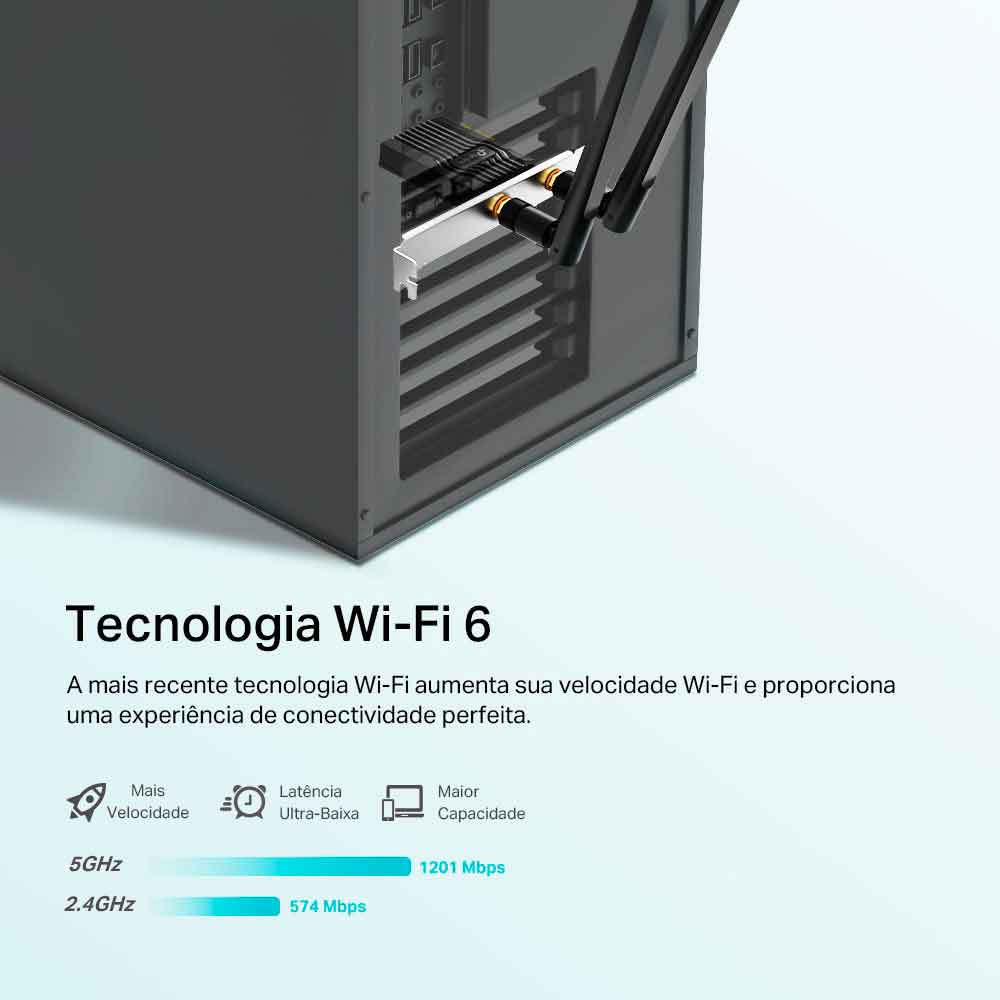 Imagem de ADAPTADOR WI-FI 6 PCIe TP-LINK BLUETOOTH 5.2 ARCHER TX20E AX1800