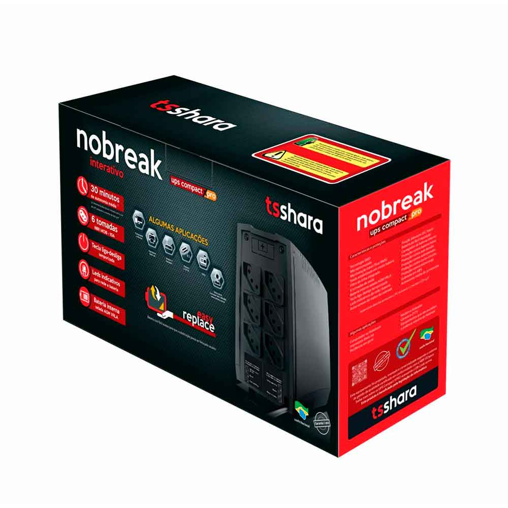 Imagem de NOBREAK TS SHARA 1000VA/500W BIV/BIV CHAVE SELETORA 4528 COMPACT XPRO UNIVERSAL