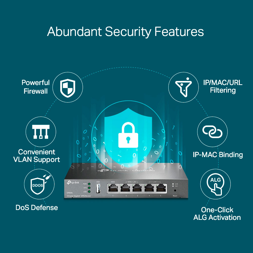 Imagem de ROTEADOR LOAD BALANCE VPN MULTI-WAN ER605 TP-LINK GIGABIT SAFESTREAM