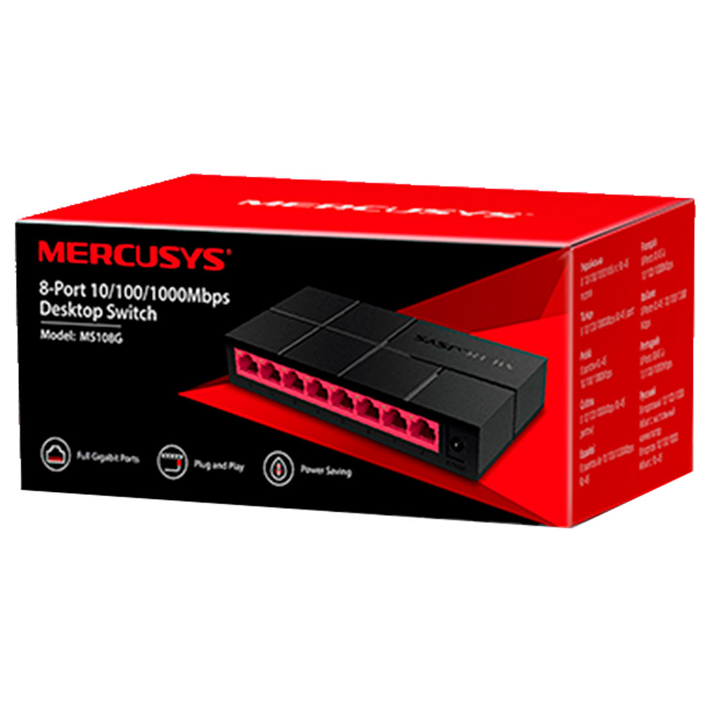 Imagem de SWITCH 8 PORTAS 10/100/1000MBPS MERCUSYS MS108G