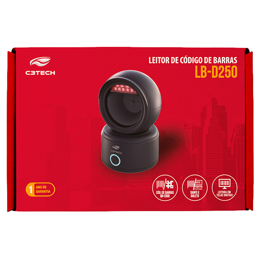 Imagem de LEITOR DE CODIGO DE BARRAS C3TECH 1D/2D USB LB-D250