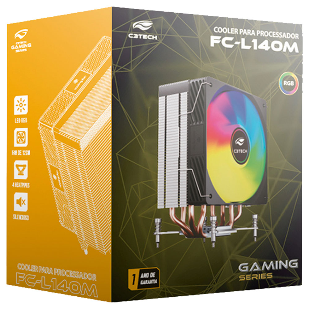 Imagem de COOLER PARA PROCESSADOR C3TECH MULTICOLOR 120MM FC-L140M