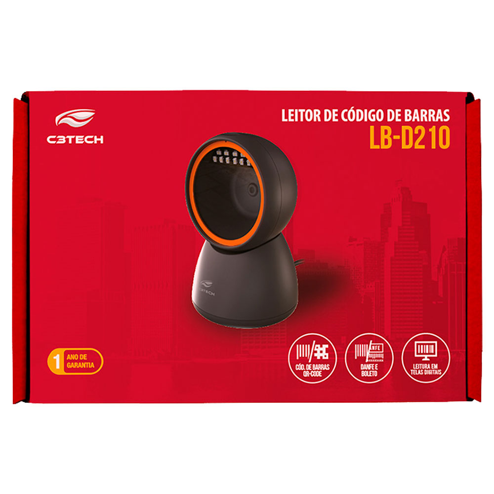 Imagem de LEITOR DE CODIGO DE BARRAS C3TECH 1D/2D USB LB-D210