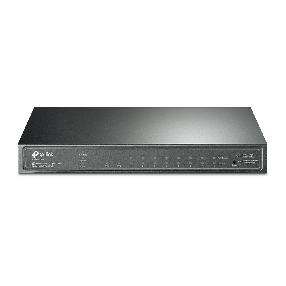 Mostrar detalhes de SWITCH SMART POE 8 PORTAS TP-LINK JETSTREAM 10 PORTAS GIGABIT COM 8 PORTAS POE+ TL-SG2210P Imagem de SWITCH SMART POE 8 PORTAS TP-LINK JETSTREAM 10 PORTAS GIGABIT COM 8 PORTAS POE+ TL-SG2210P