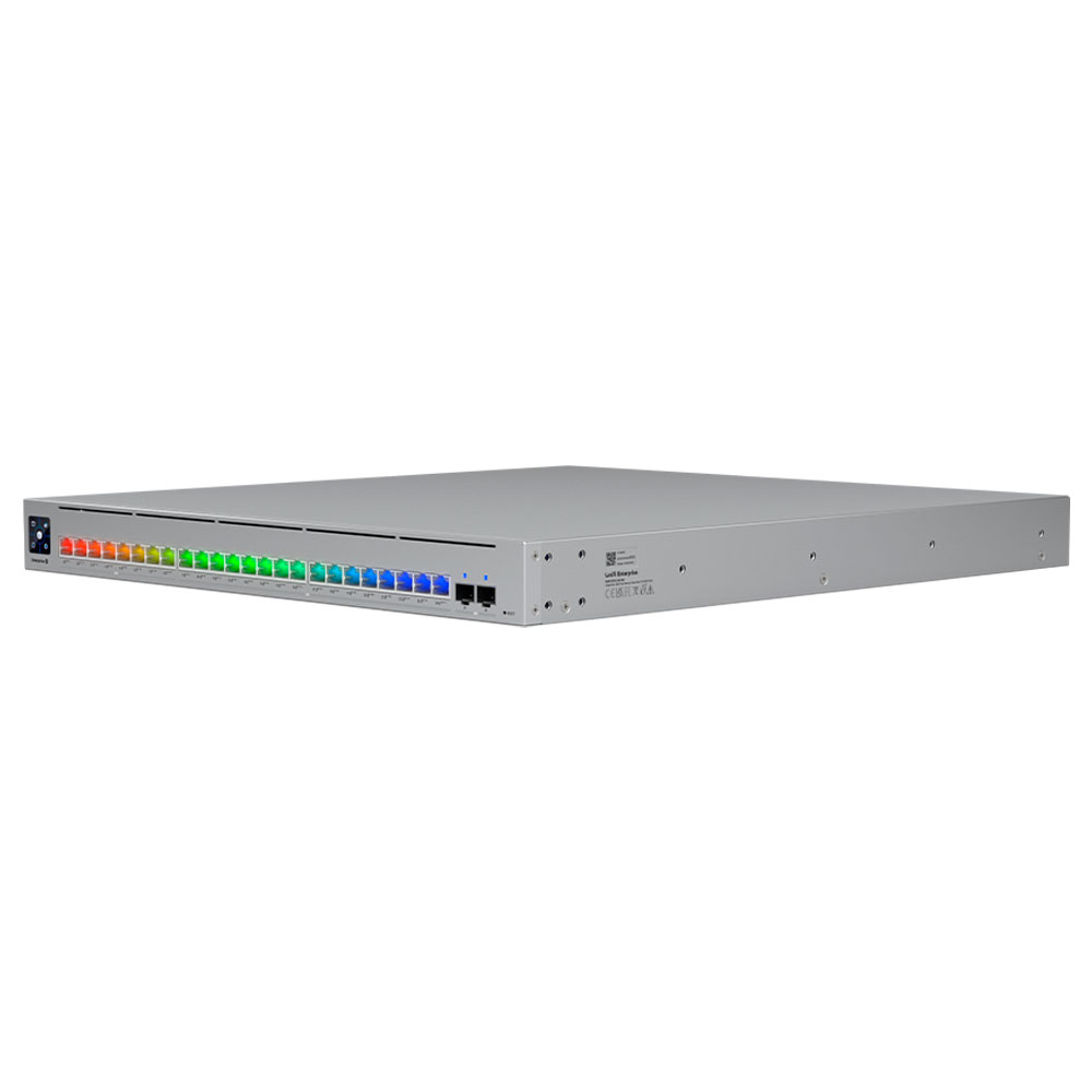 Imagem de SWITCH UBIQUITI GERENCIAVEL L3 24 PORTAS SENDO 08 2.5 E 16 DE 10GBE+02 SFP28 DE 25GB-ECS-24-POE-BR