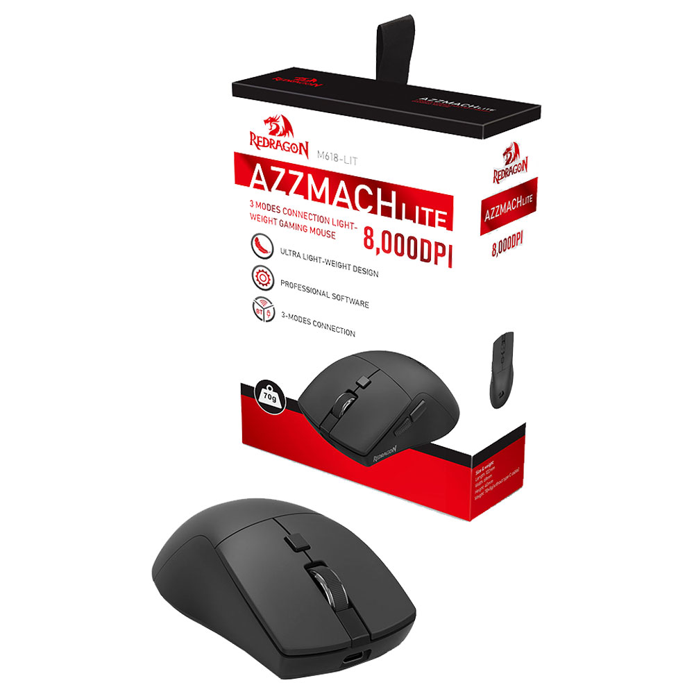 Mostrar detalhes de MOUSE GAMER REDRAGON AZZMACH LITE TRI-MODE ULTRA-LEVE PRETO M618-LIT Imagem de MOUSE GAMER REDRAGON AZZMACH LITE TRI-MODE ULTRA-LEVE PRETO M618-LIT