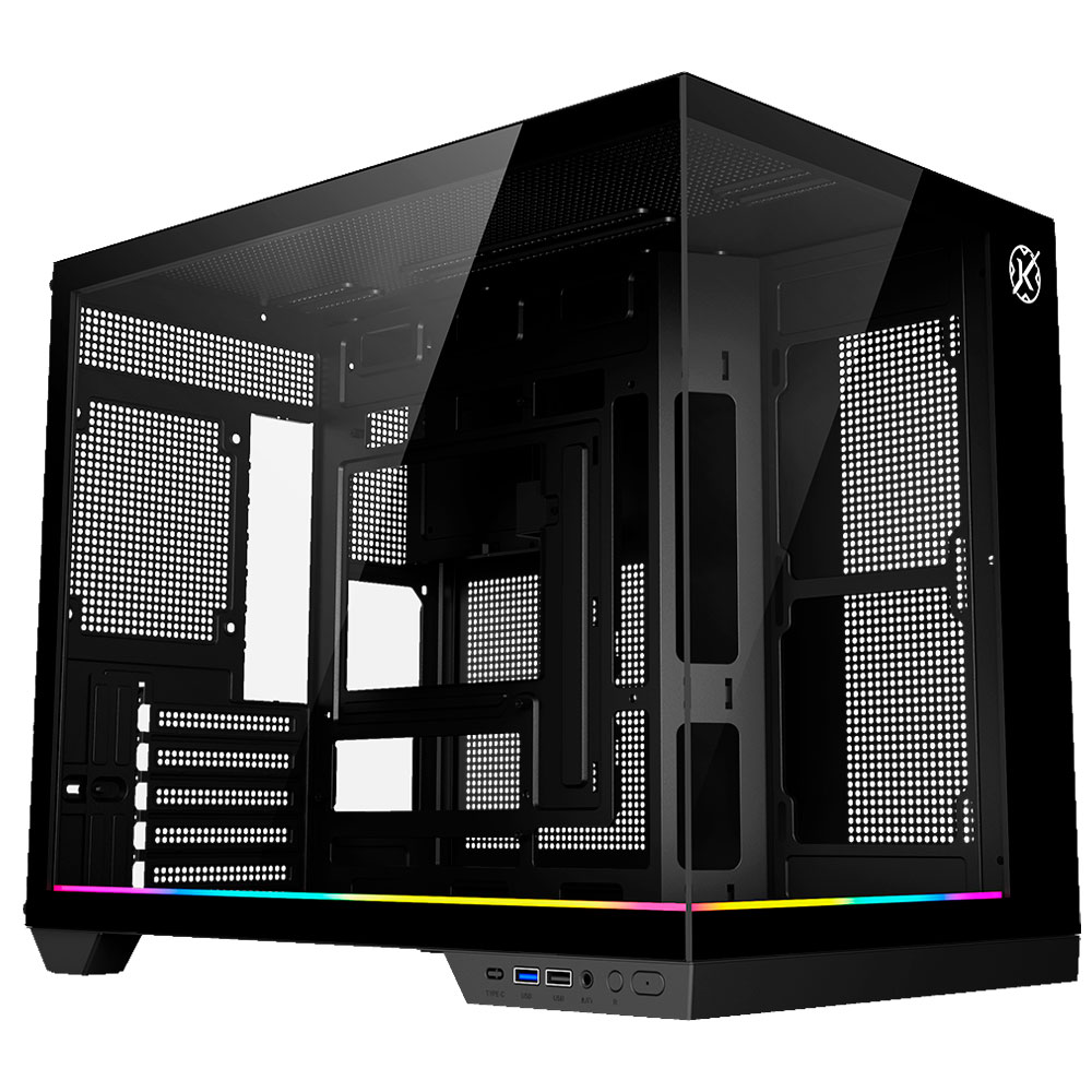 Imagem de GABINETE GAMER KALKAN SAGA RGB PRETO SEM FAN KLK00044