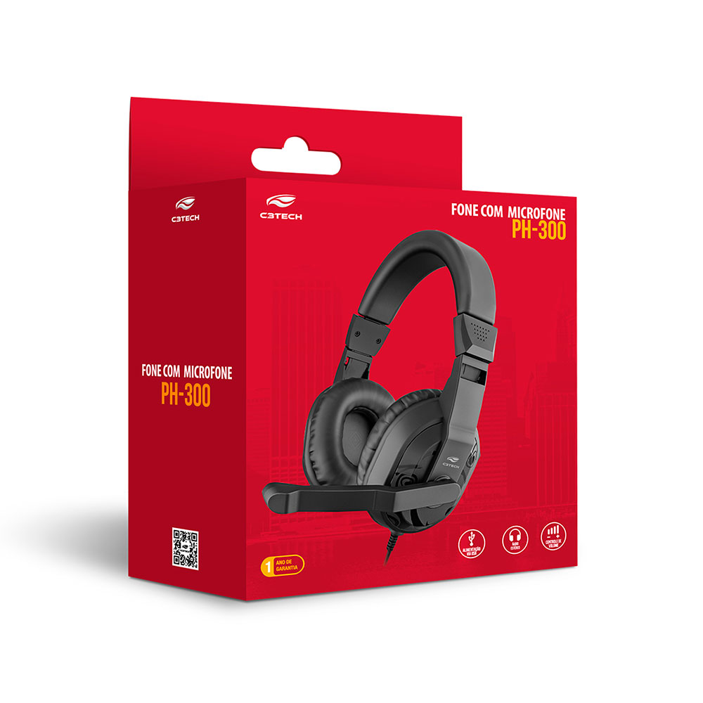 Mostrar detalhes de FONE DE OUVIDO C3TECH MIC USB PH-300BK Imagem de FONE DE OUVIDO C3TECH MIC USB PH-300BK