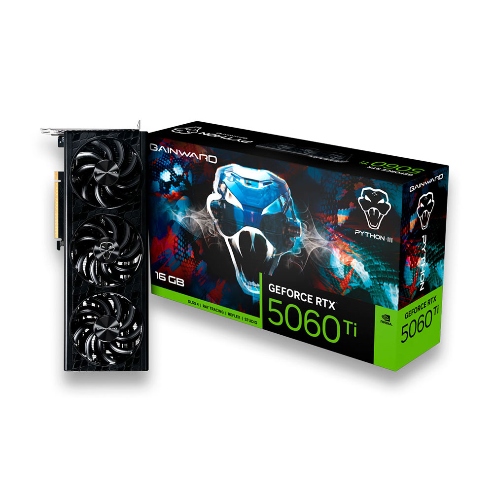 Mostrar detalhes de PLACA DE VIDEO GAINWARD GEFORCE RTX 5060 TI PYTHON III 16GB GDDR7 128BITS NE7506T019T1-GB2061T Imagem de PLACA DE VIDEO GAINWARD GEFORCE RTX 5060 TI PYTHON III 16GB GDDR7 128BITS NE7506T019T1-GB2061T