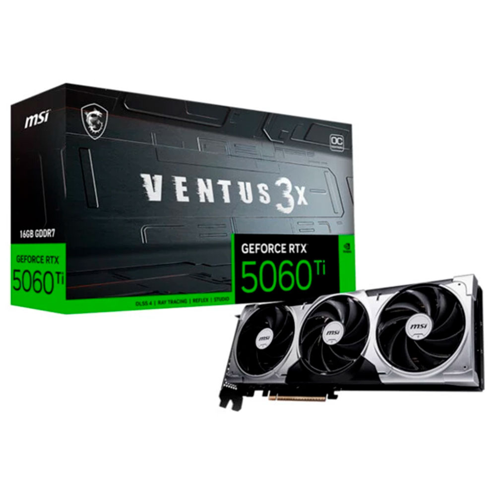 Mostrar detalhes de PLACA DE VIDEO MSI GEFORCE RTX 5060 TI VENTUS 3X OC 16GB GDDR7 128BITS 912-V812-078 Imagem de PLACA DE VIDEO MSI GEFORCE RTX 5060 TI VENTUS 3X OC 16GB GDDR7 128BITS 912-V812-078