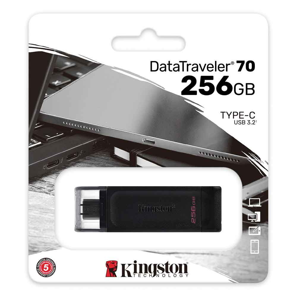 Mostrar detalhes de PEN DRIVE KINGSTON DATATRAVELER 70 256GB USB-C - DT70/256GB Imagem de PEN DRIVE KINGSTON DATATRAVELER 70 256GB USB-C - DT70/256GB
