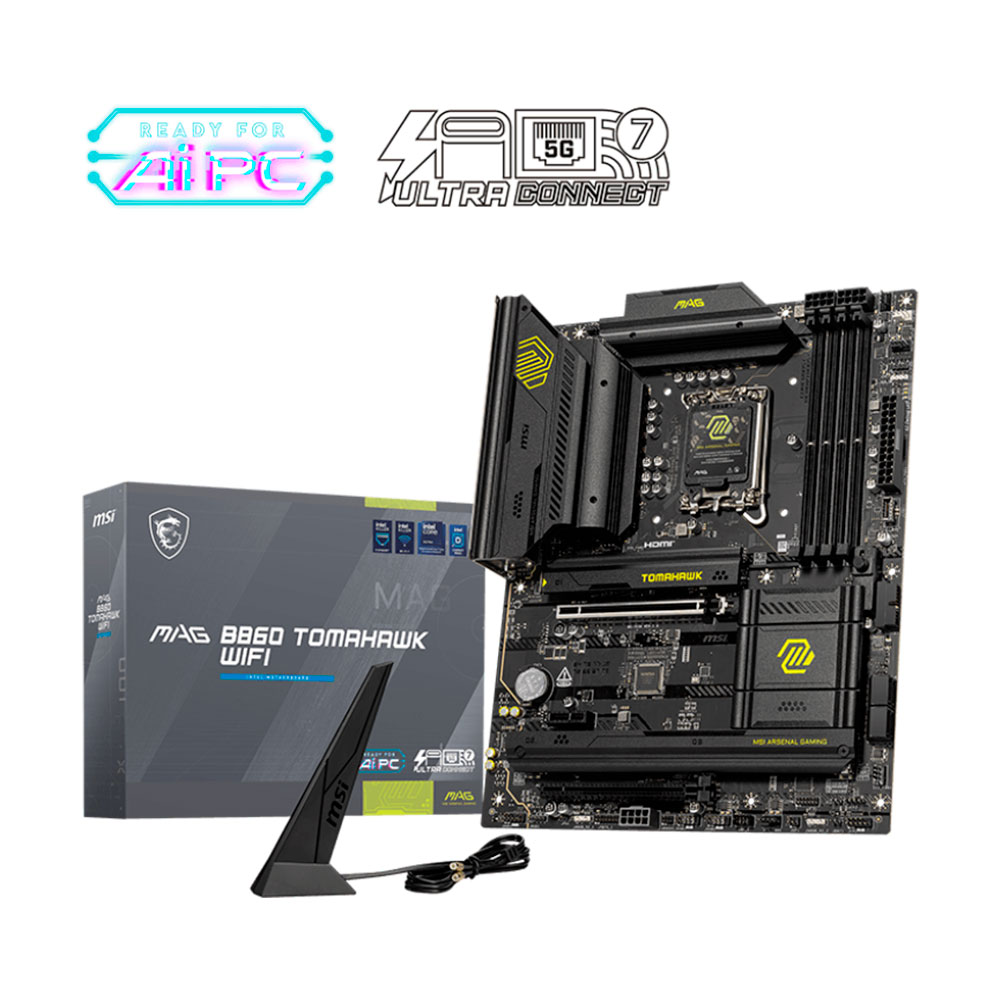 Imagem de PLACA MAE (INTEL) MSI MAG B860 TOMAHAWK WIFI DDR5 LGA1851 ULTRA PROCESSORS