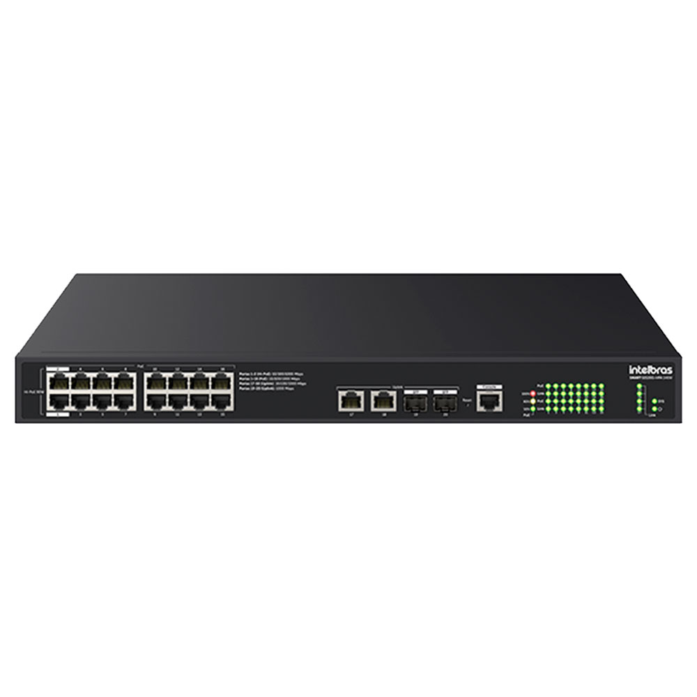 Mostrar detalhes de SWITCH INTELBRAS SMART 20P GIGABIT SENDO 16 POE+ E 2 POE++ E 2 PORTAS SFP S2120G-HPA 240W - 4760135 Imagem de SWITCH INTELBRAS SMART 20P GIGABIT SENDO 16 POE+ E 2 POE++ E 2 PORTAS SFP S2120G-HPA 240W - 4760135