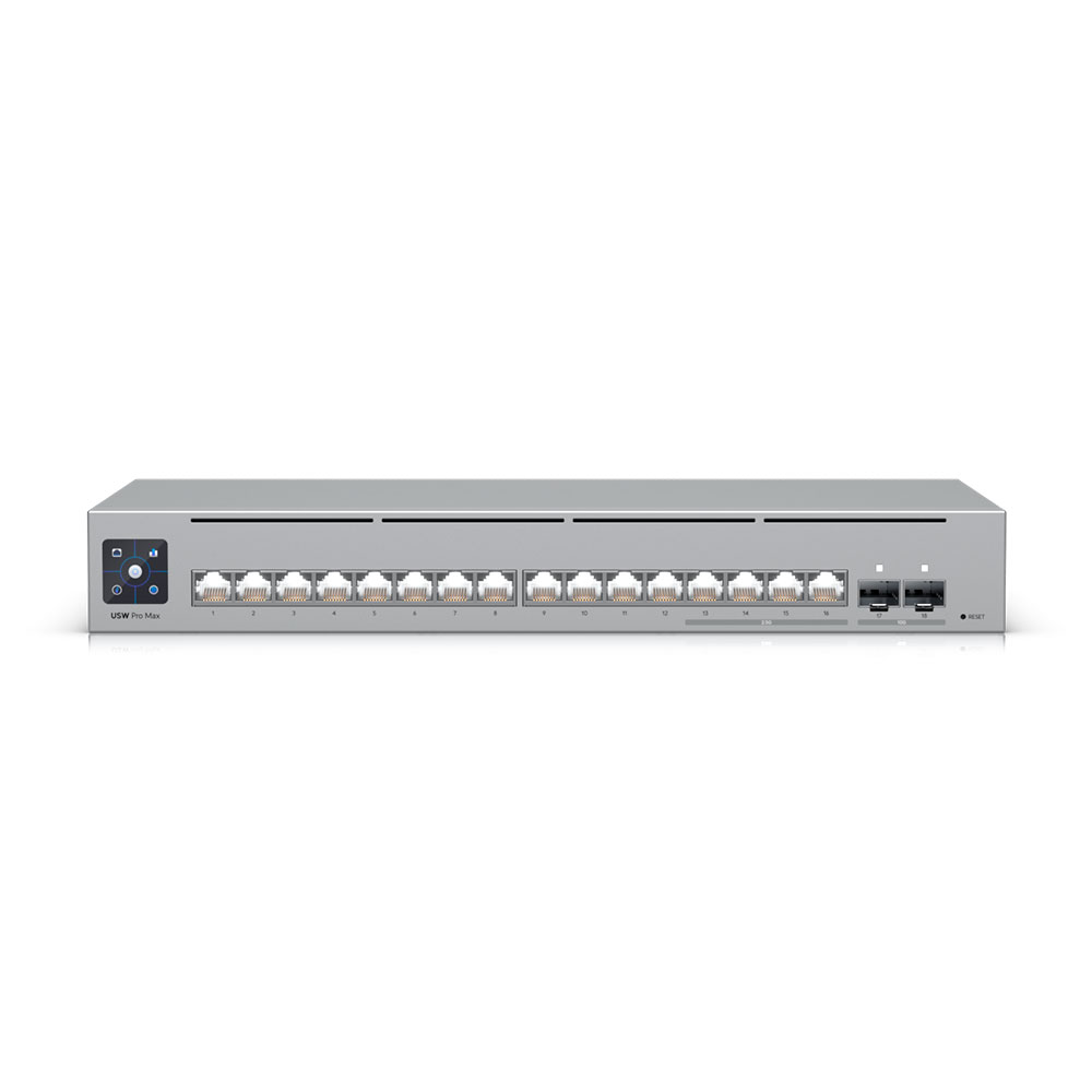 Mostrar detalhes de SWITCH UBIQUITI GERENCIAVEL L3 16 PORTAS SENDO 4 DE 2.5 GIGABIT + 02 SFP+ DE 10GB USW-PRO-MAX-16-BR Imagem de SWITCH UBIQUITI GERENCIAVEL L3 16 PORTAS SENDO 4 DE 2.5 GIGABIT + 02 SFP+ DE 10GB USW-PRO-MAX-16-BR