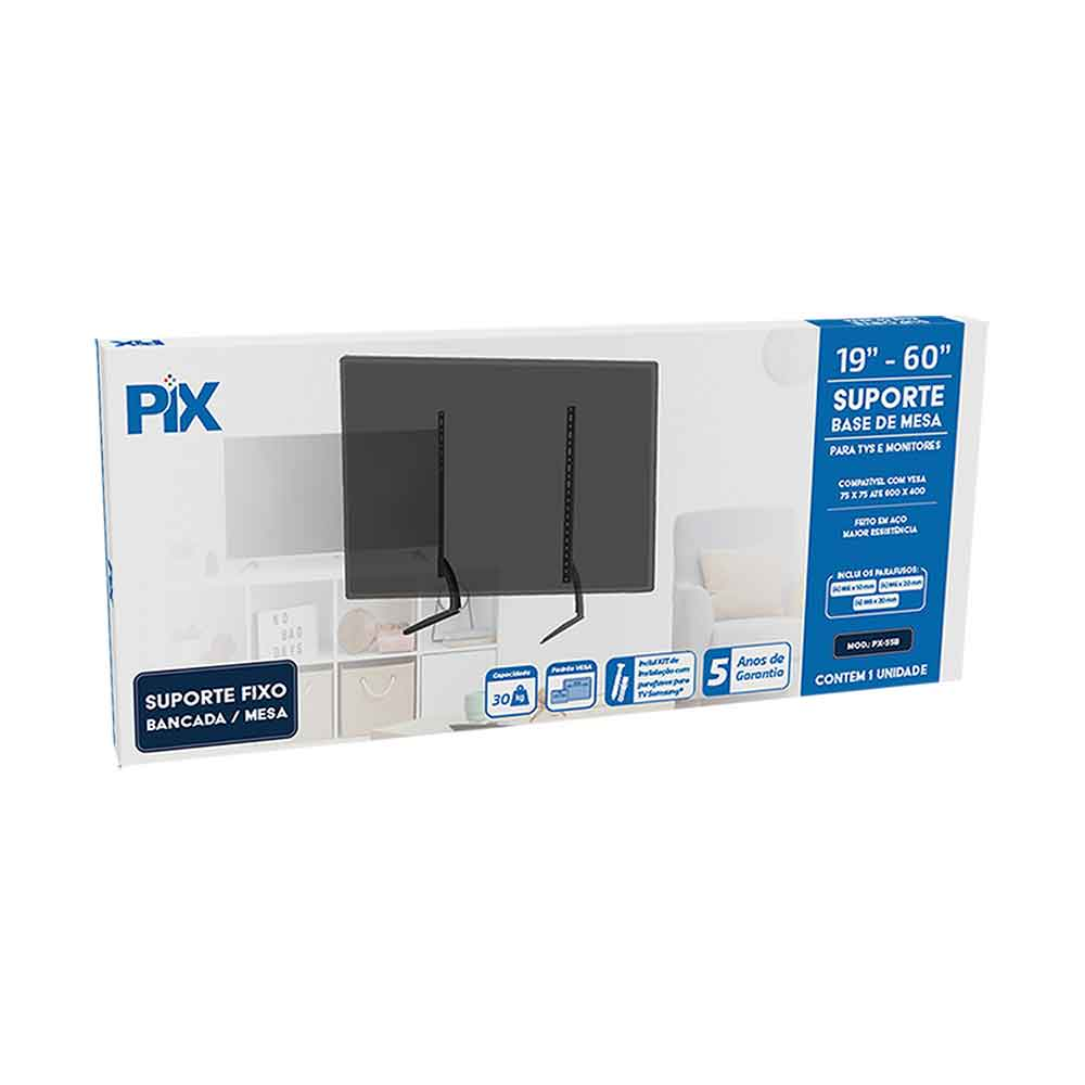 Imagem de SUPORTE TV BASE DE MESA 19" A 60" PRETO PIX - 079-0106